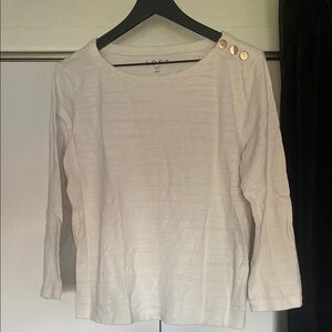 LOFT Women's Cream Top with Button Detail